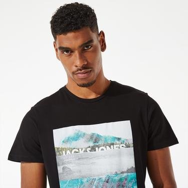  Jack & Jones Jcobooster Crew Neck Mar 22 Erkek Siyah T-Shirt