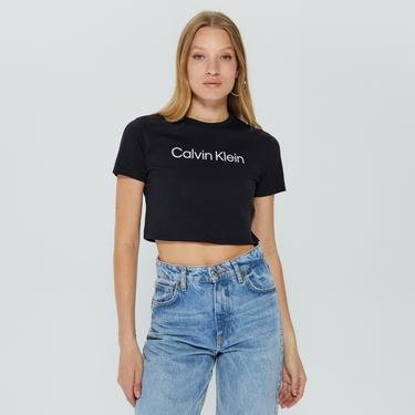  Calvin Klein Kadın Siyah Crop T-Shirt