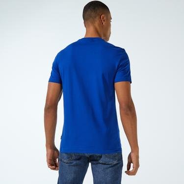  Calvin Klein Raised Striped Logo Erkek Mavi T-Shirt