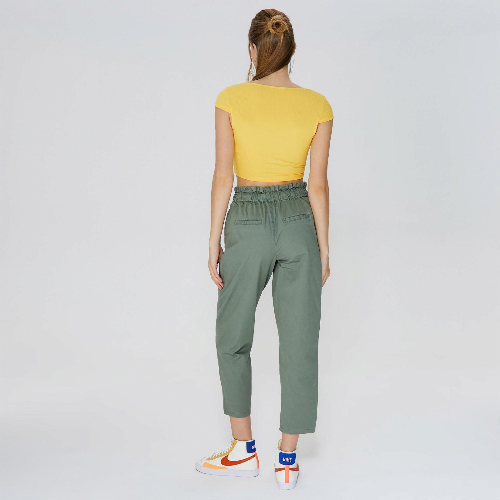 Vero Moda Evany Yüksek Bel Loose Ankle Kadın Yeşil Pantolon