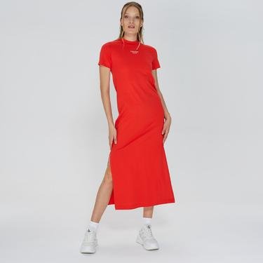  Calvin Klein Stacked Logo Kadın Kırmızı Elbise