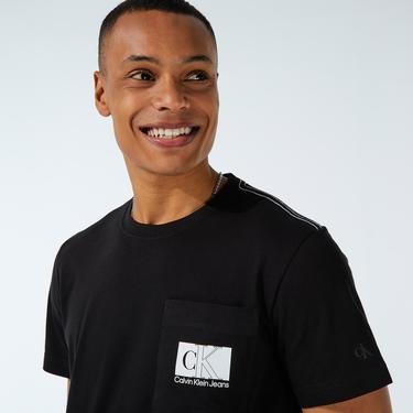  Calvin Klein Monogram Box Pocket Erkek Siyah T-Shirt