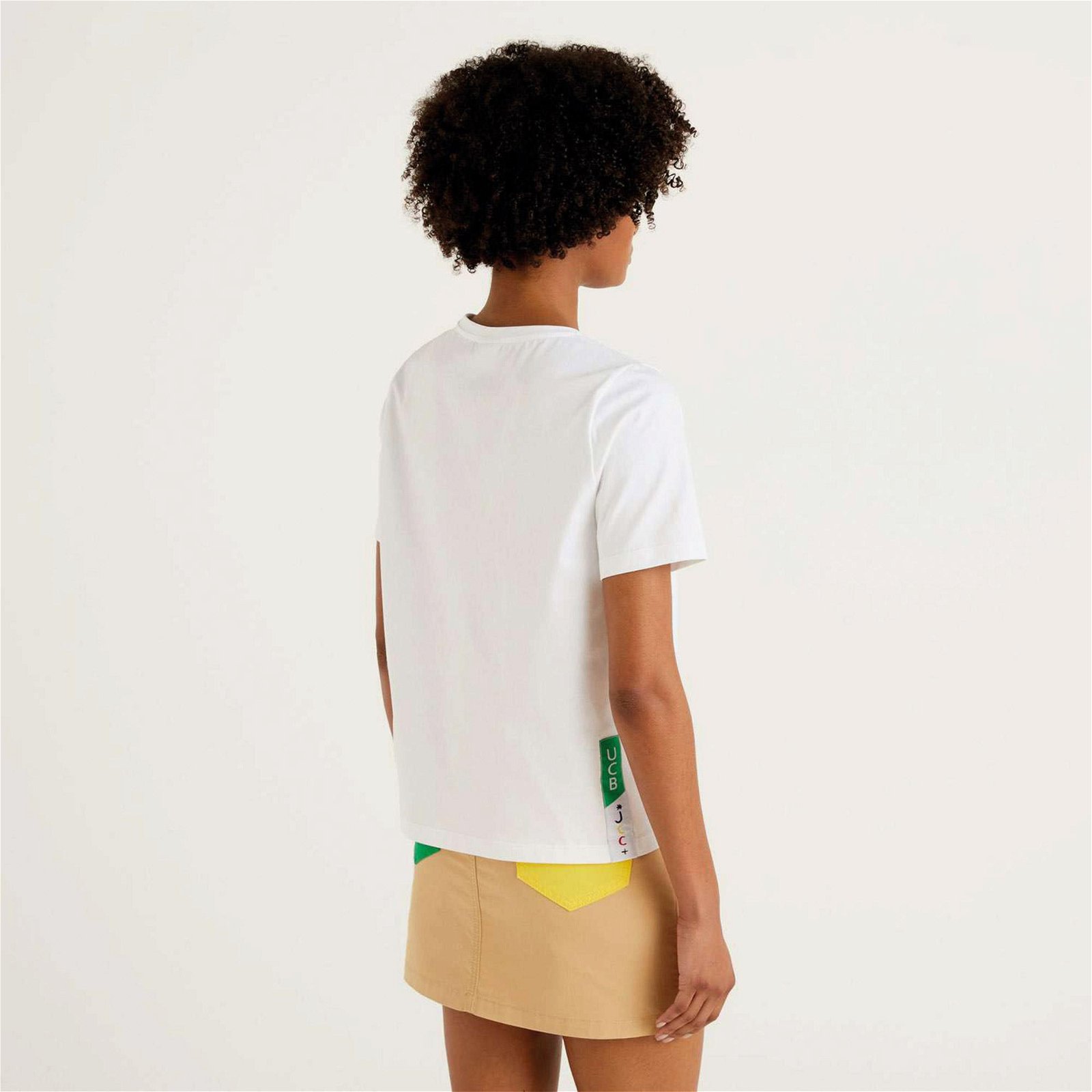 Benetton JCCxUCB Tasarım Baskılı Kadın Beyaz T-Shirt