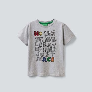  Benetton EJ JCCxUCB Gökkuşağı Baskılı Çocuk Gri T-Shirt