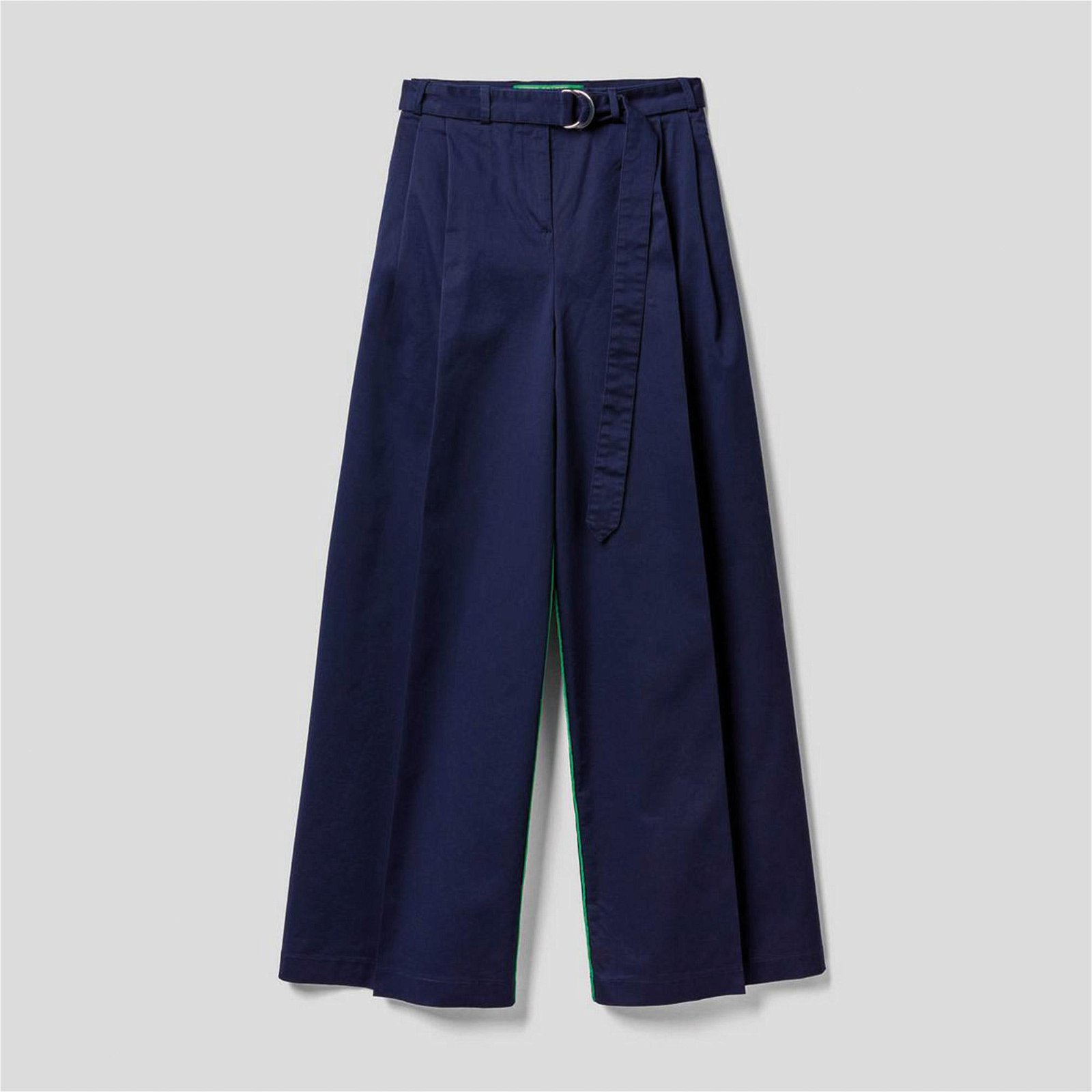 Benetton JCCXUCB Kemer Detaylı Geniş Kesim Kadın Lacivert Pantolon