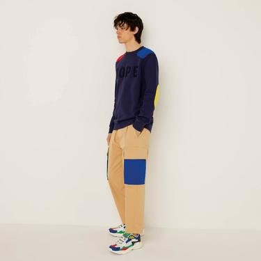  Benetton Renkli Yamalı Hope Erkek Lacivert Sweatshirt