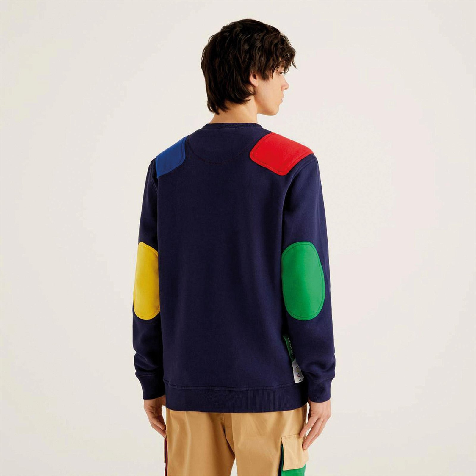 Benetton Renkli Yamalı Hope Erkek Lacivert Sweatshirt