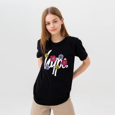  HYPE Flower Patch Script Çocuk Siyah T-Shirt