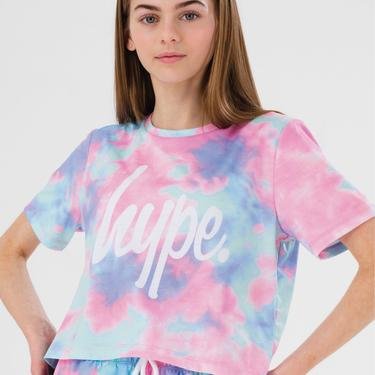  HYPE Dream Smudge Script Çocuk Renkli Crop T-Shirt