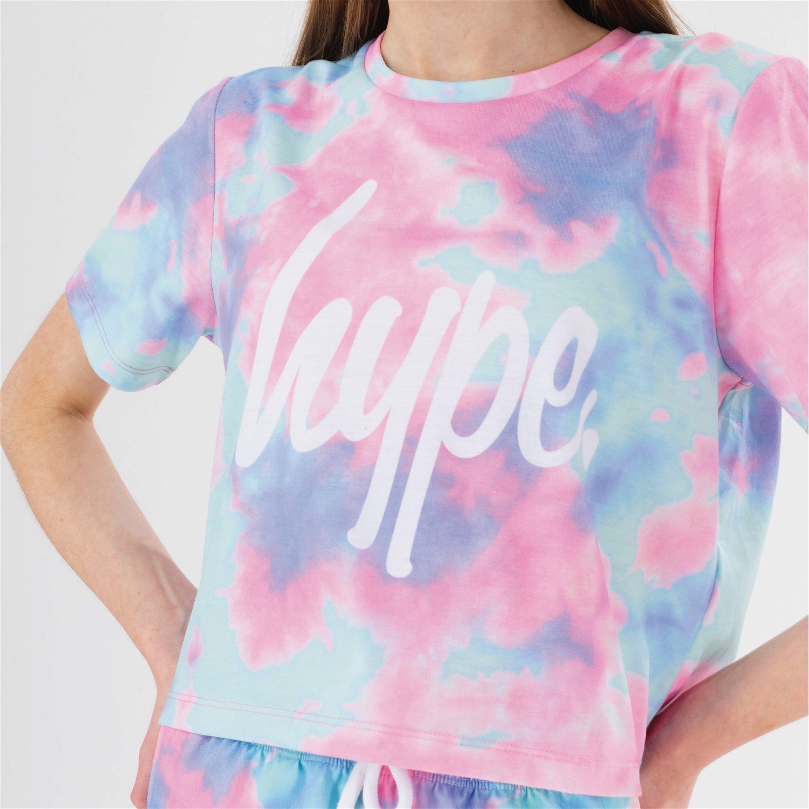 HYPE Dream Smudge Script Çocuk Renkli Crop T-Shirt