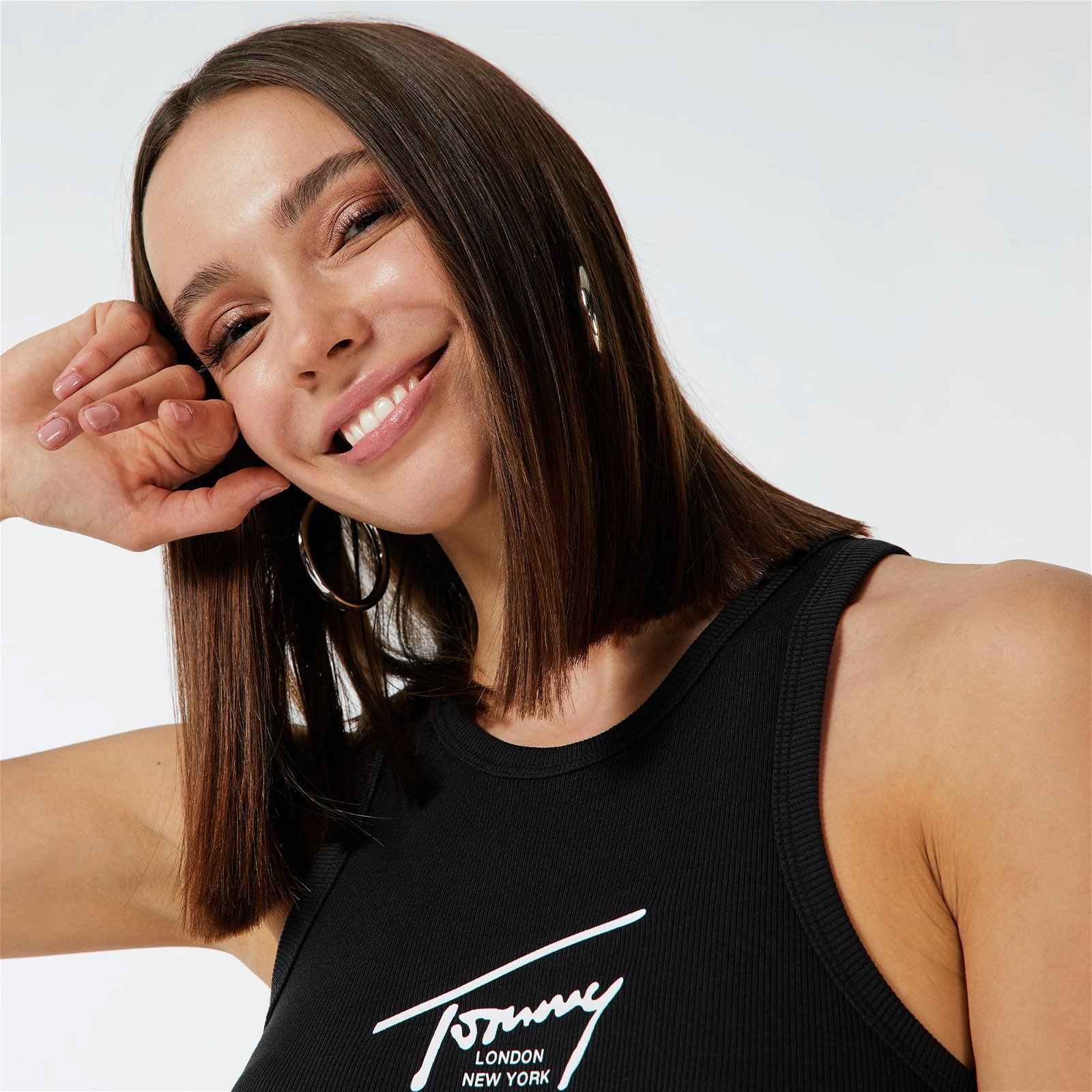 Tommy Jeans Modern Signature Body Tank Kadın Siyah T-Shirt