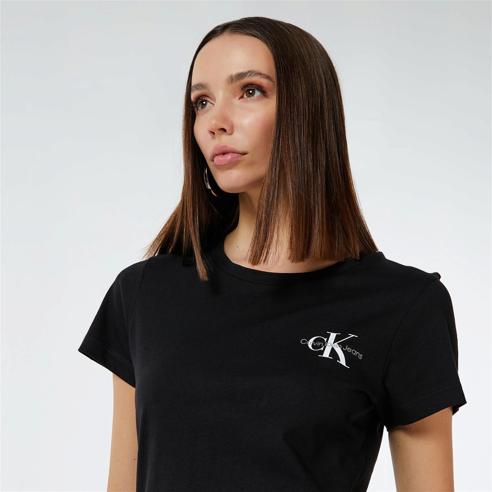 Calvin Klein 2'li Monogram Slim Kadın Beyaz T-Shirt