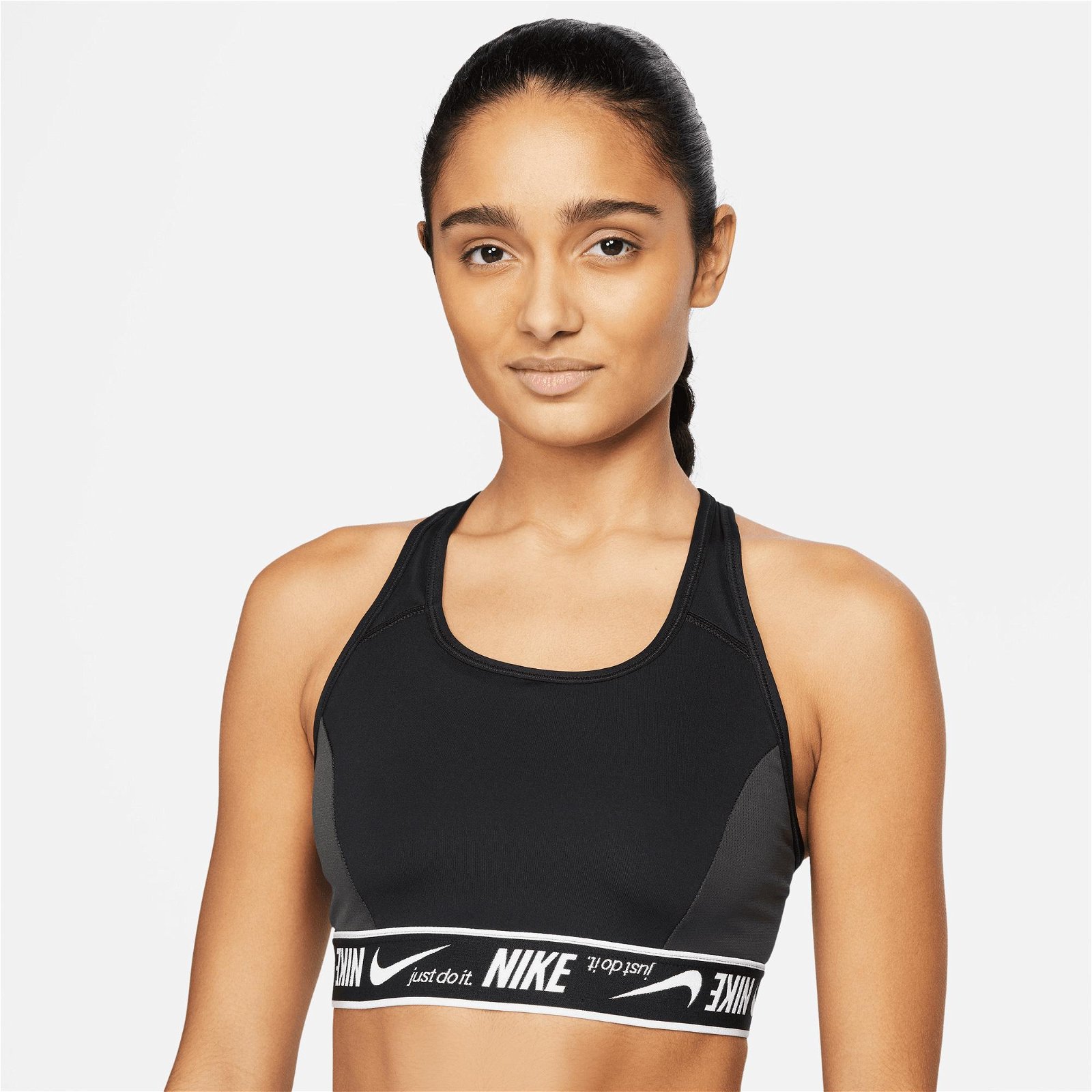 Nike Dri-FIT Swoosh Logo Kadın Siyah Bra