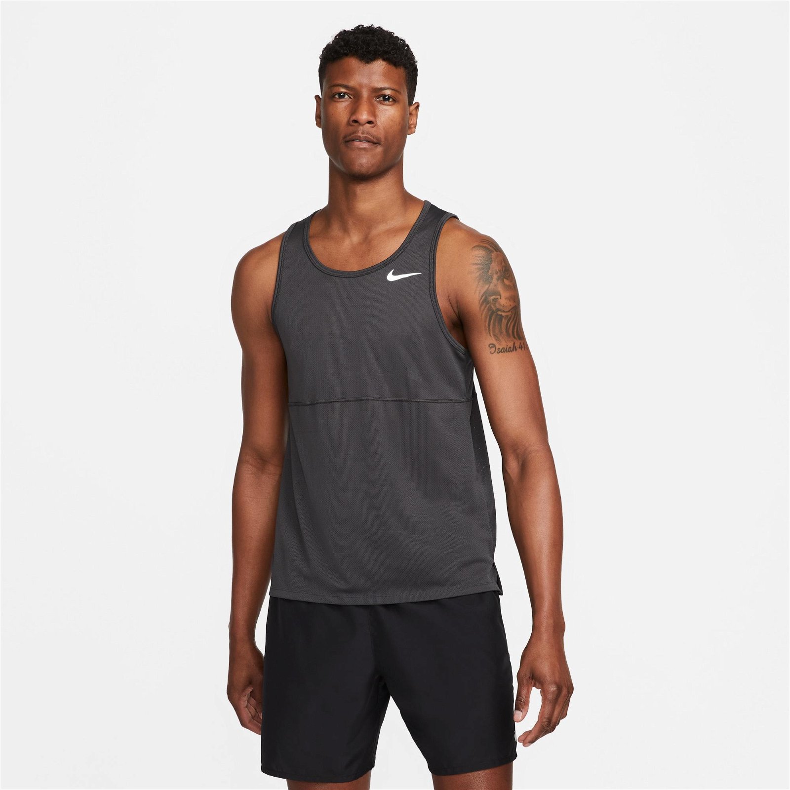 Nike Dri-FIT Run Tank Erkek Gri T-Shirt