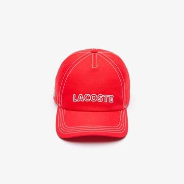  Lacoste Erkek Baskılı Kırmızı Şapka