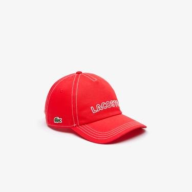  Lacoste Erkek Baskılı Kırmızı Şapka