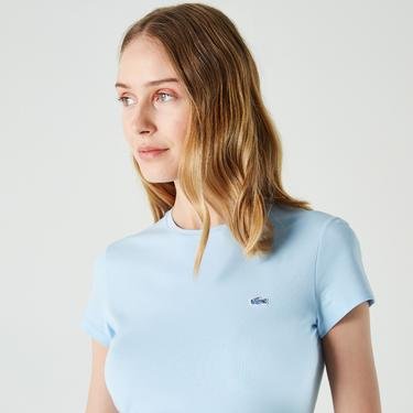  Lacoste Kadın Regular Fit Bisiklet Yaka Mavi T-Shirt