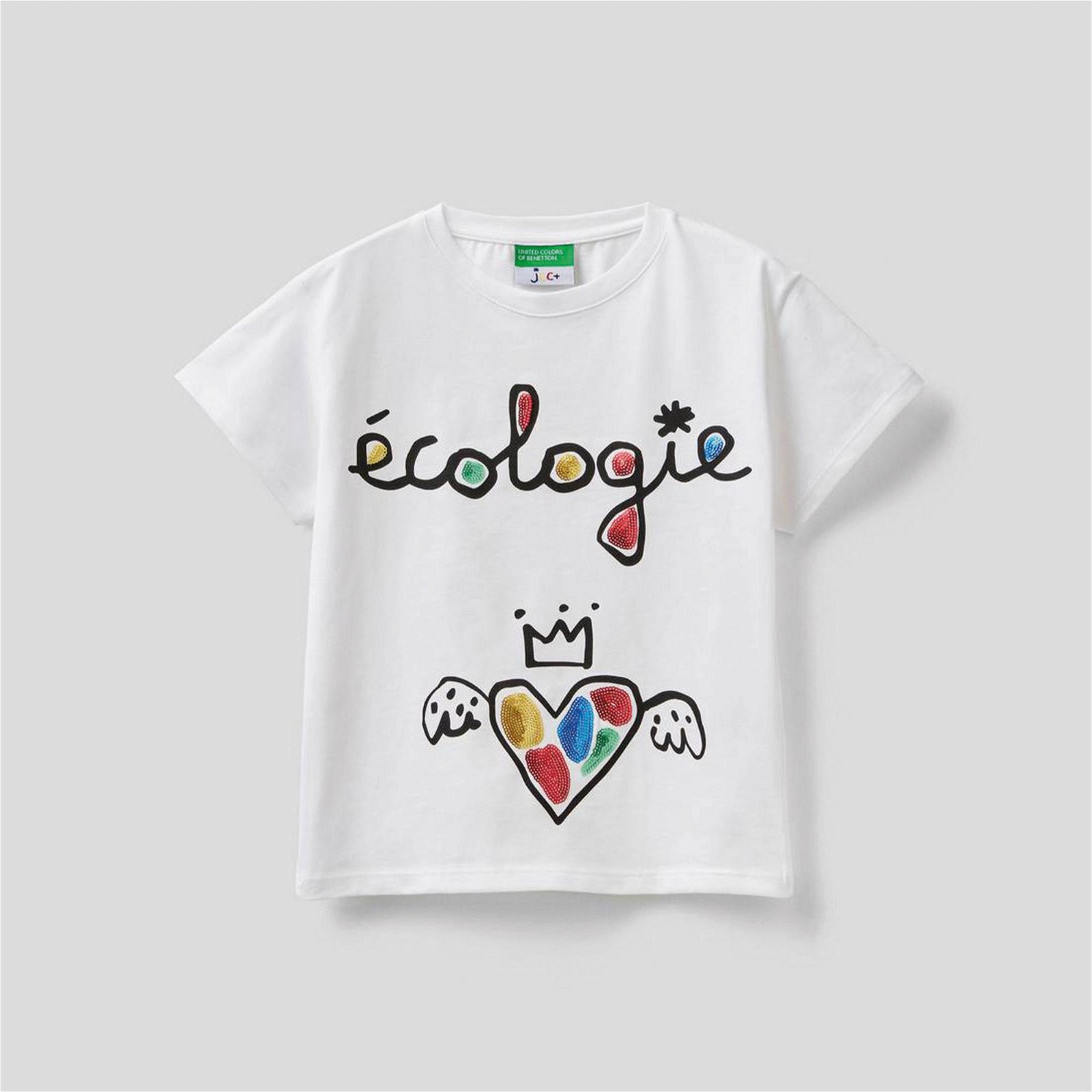 Benetton JCCxUCB Grafik Baskılı Çocuk Beyaz T-Shirt
