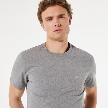  Calvin Klein Cotton Chest Logo Erkek Gri T-Shirt
