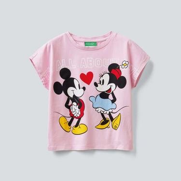  Benetton KJ JCCxUCB Mickey Mouse Çocuk Pembe T-Shirt