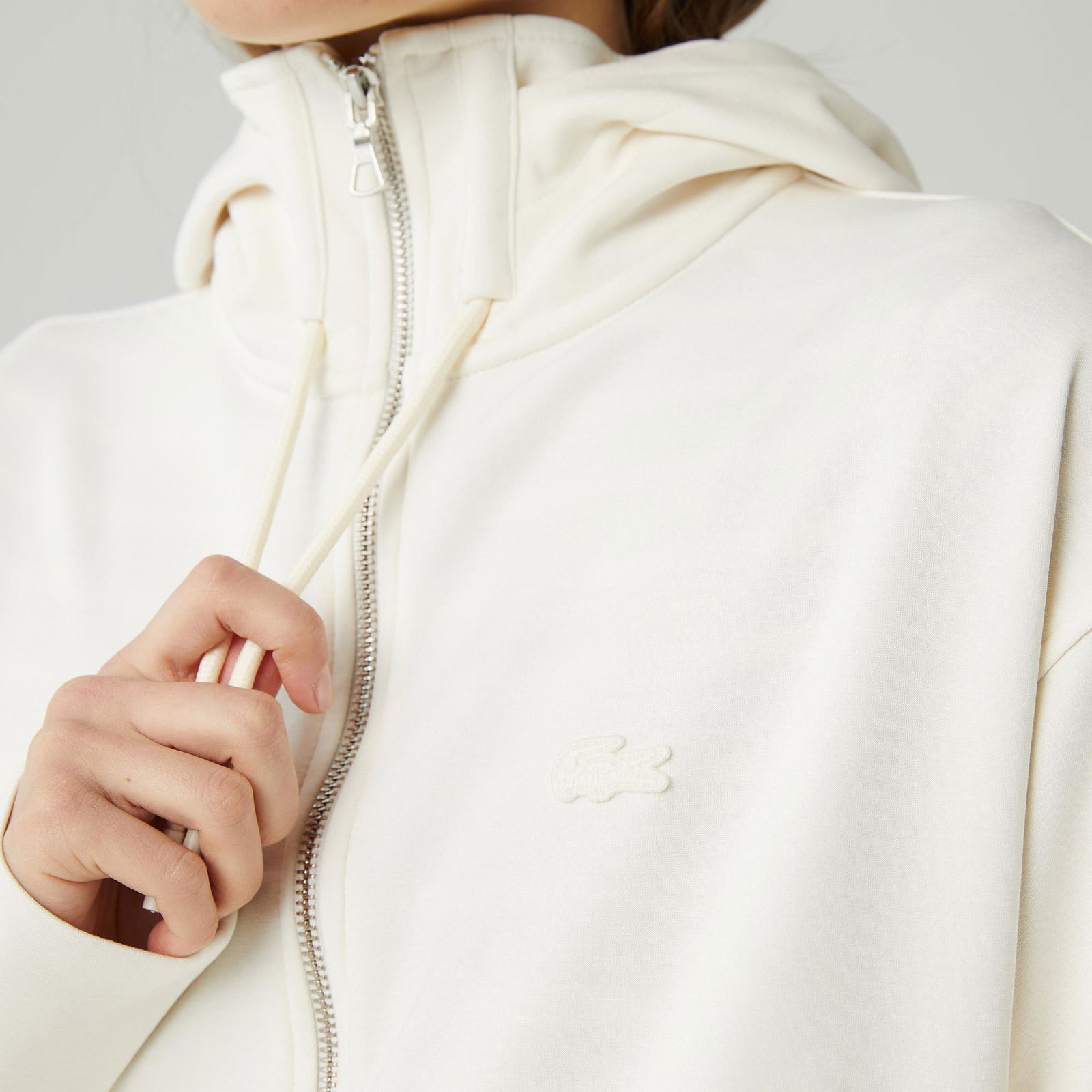 Lacoste Női kapucnis pulóver laza cipzárral