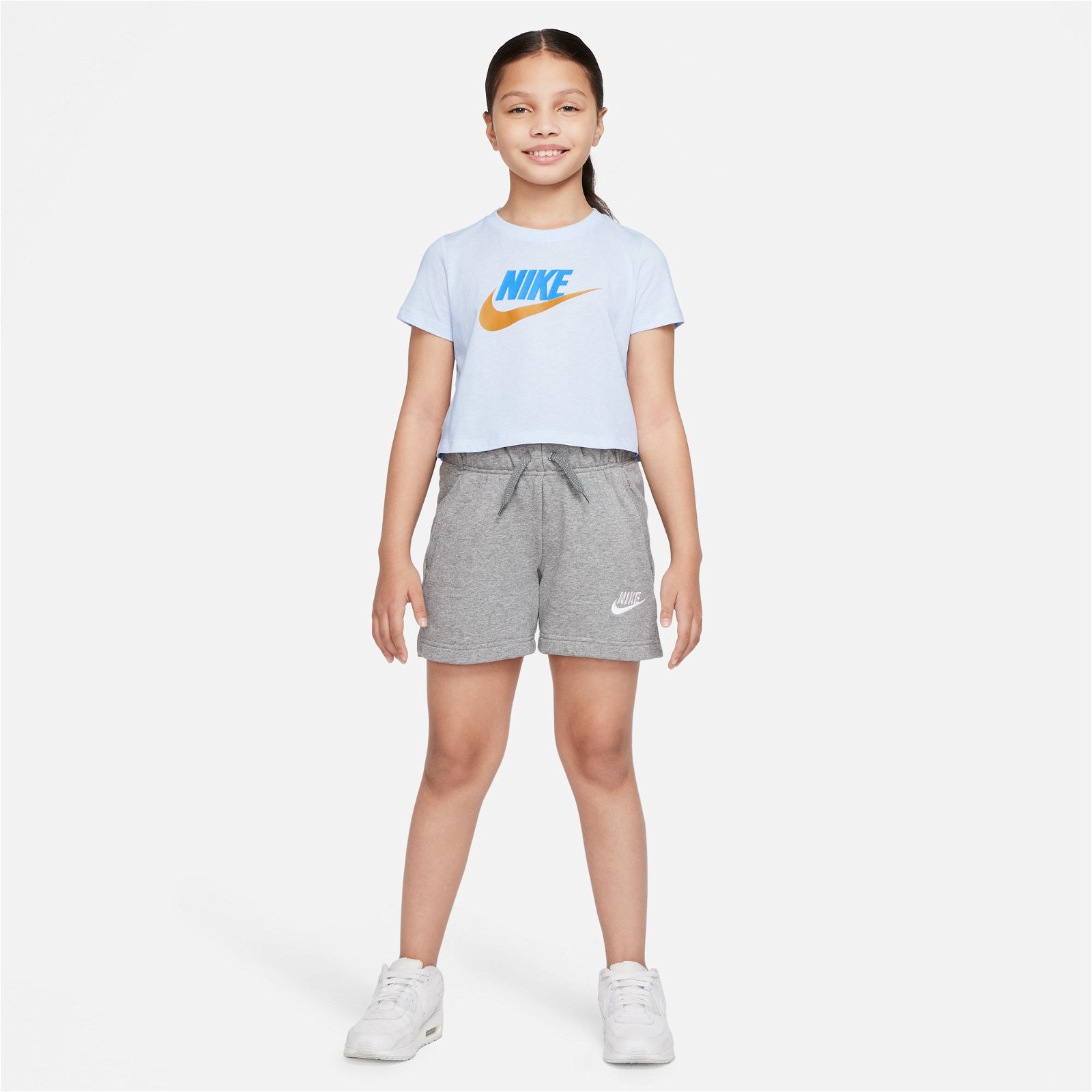 Nike Sportswear Futura Çocuk Gri Crop T-Shirt