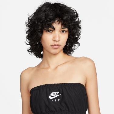  Nike Sportswear Air Pique Top Bandeau Kadın Siyah Askısız Bra