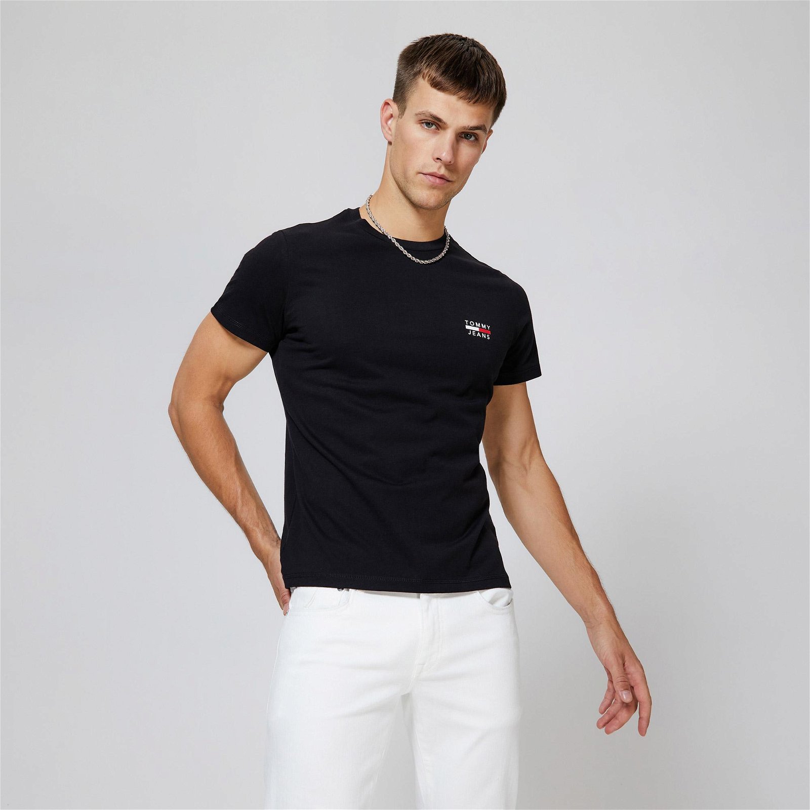 Tommy Jeans Chest Logo Erkek Siyah T-Shirt
