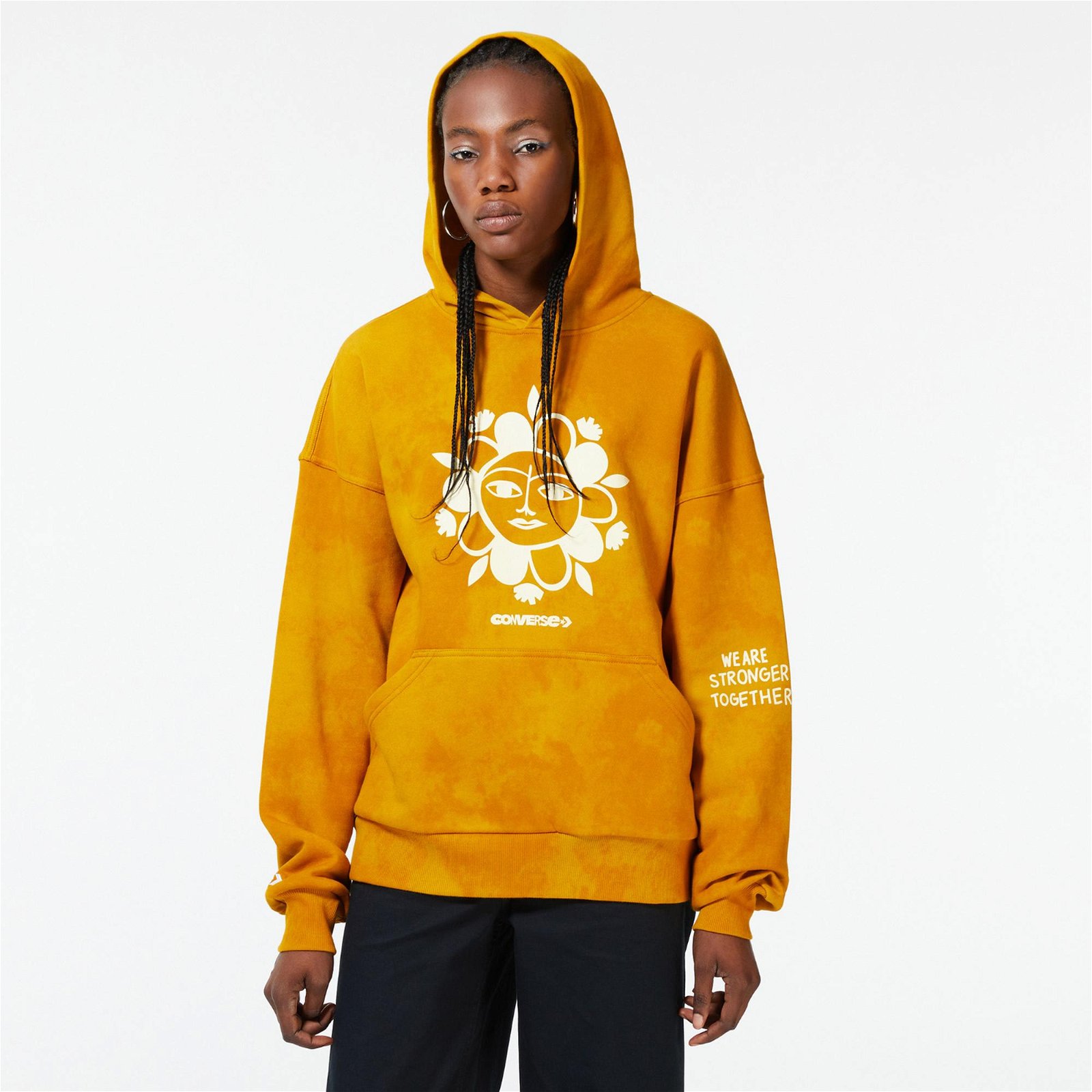 Converse Whm Oversized Goldtone Kadın Sarı Hoodie Sweatshirt