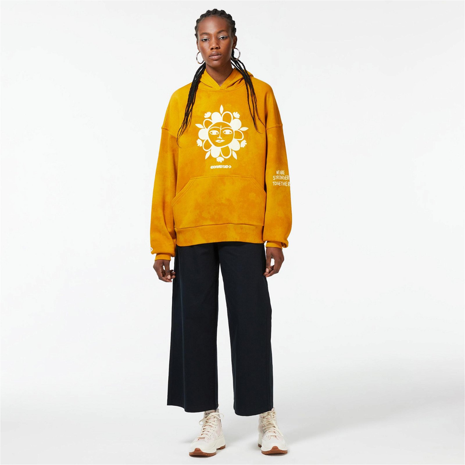 Converse Whm Oversized Goldtone Kadın Sarı Hoodie Sweatshirt