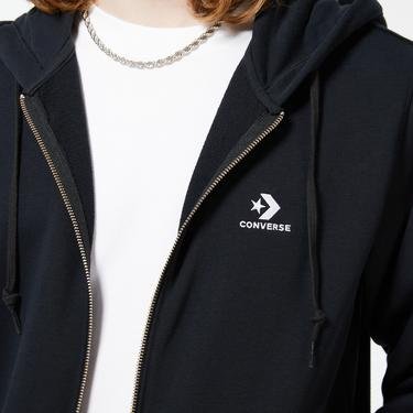  Converse Embroidered Sc Full Zip Erkek Siyah Sweatshirt