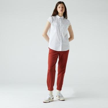  Lacoste Kadın Relaxed Fit Kısa Kollu Beyaz Gömlek