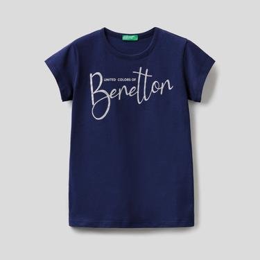  Benetton Yazılı Çocuk Lacivert T-Shirt