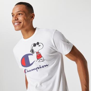  Champion x Peanuts Crewneck Erkek Beyaz T-Shirt