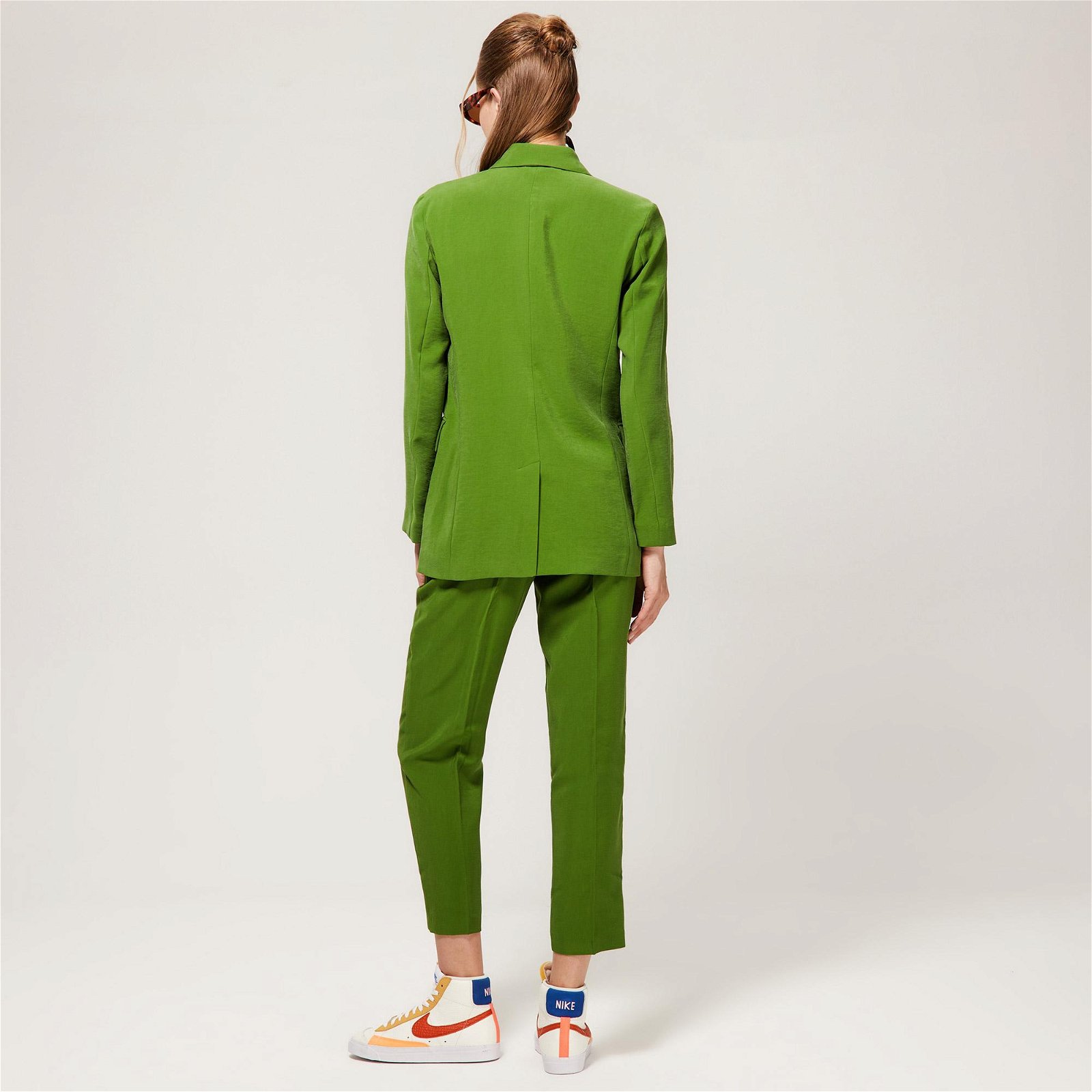 Benetton Kruvaze Dökümlü Blazer Kadın Yeşil Ceket