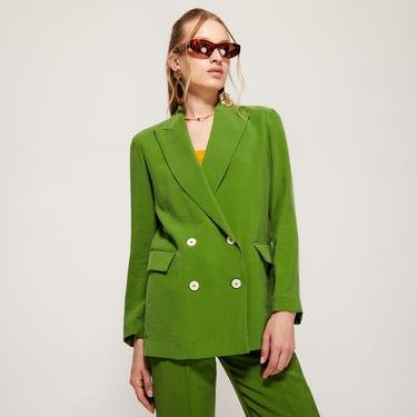  Benetton Kruvaze Dökümlü Blazer Kadın Yeşil Ceket