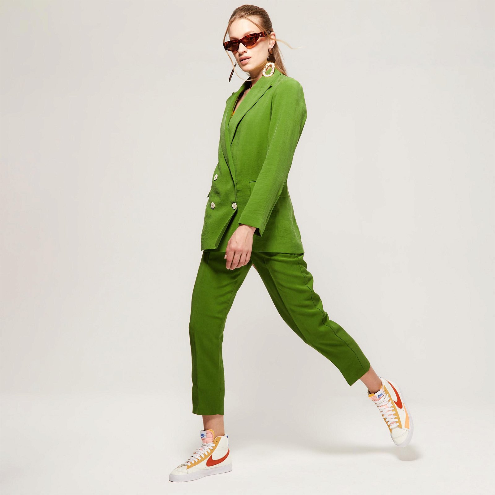 Benetton Crop Kadın Yeşil Pantolon