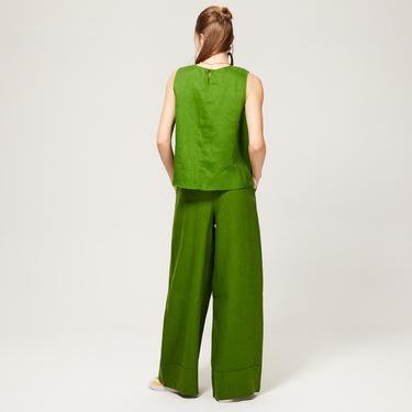  Benetton Kolsuz Keten Kadın Yeşil Bluz