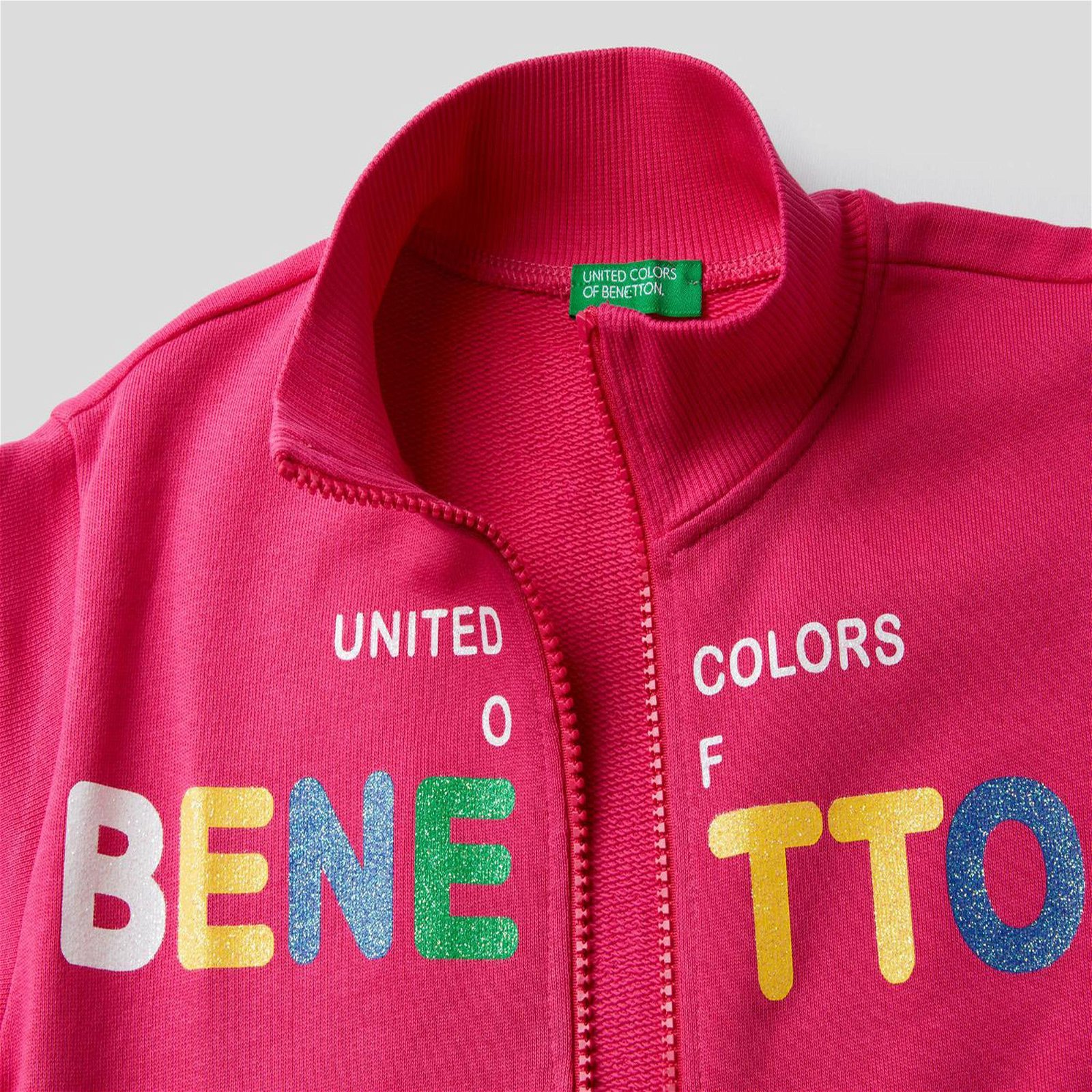 Benetton Yazılı Çocuk Pembe Sweatshirt
