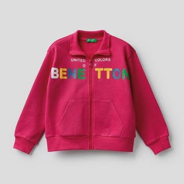  Benetton Yazılı Çocuk Pembe Sweatshirt
