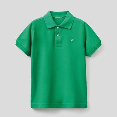  Benetton Logolu Çocuk Yeşil T-Shirt