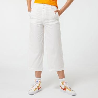  Benetton Geniş Kesim Crop Kadın Krem Rengi Pantolon