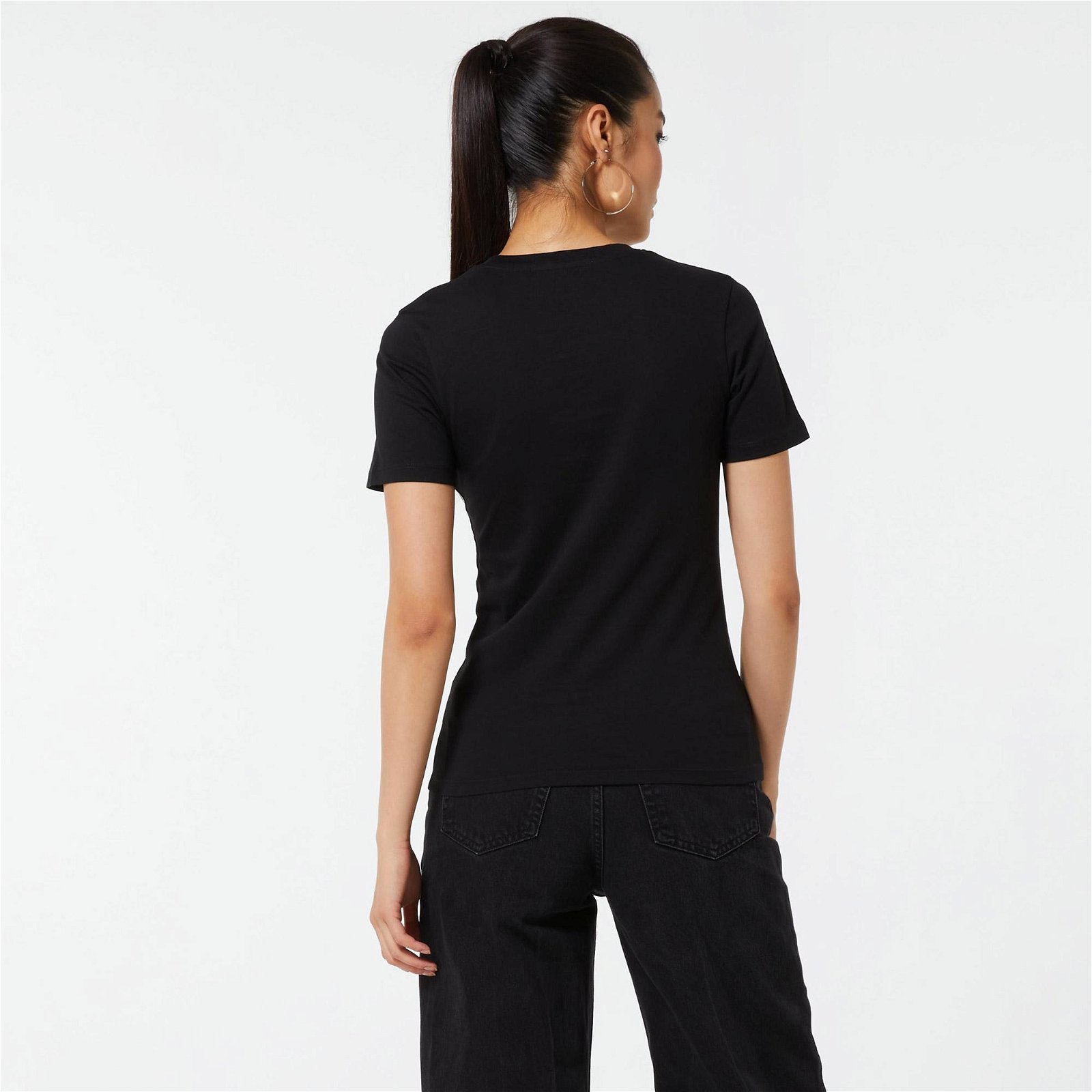 Calvin Klein Monogram Logo Slim Fit Kadın Siyah T-Shirt