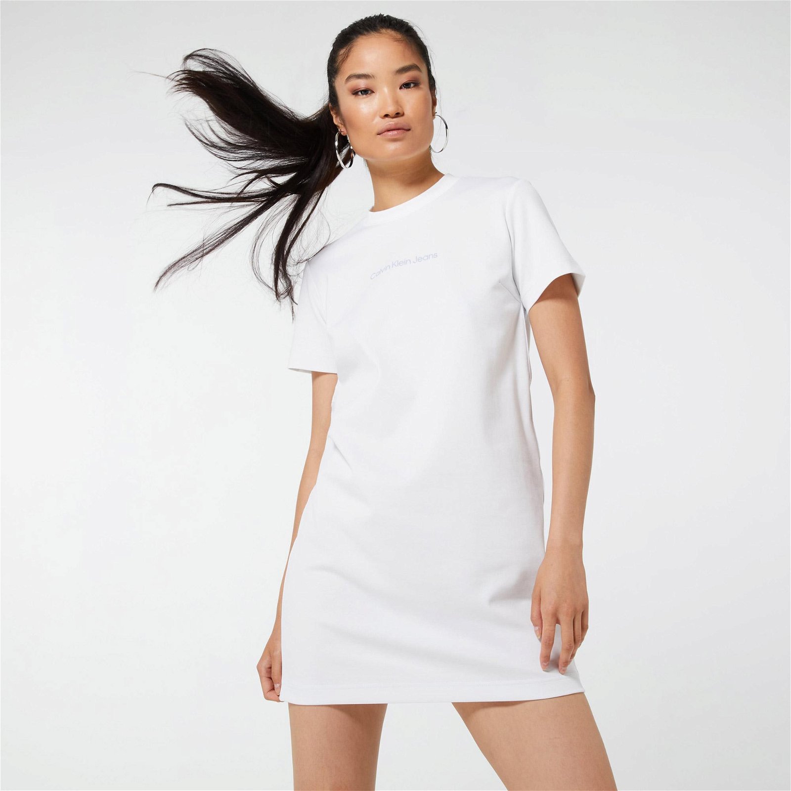 Calvin Klein Logo Tape Milano Kadın Beyaz Elbise