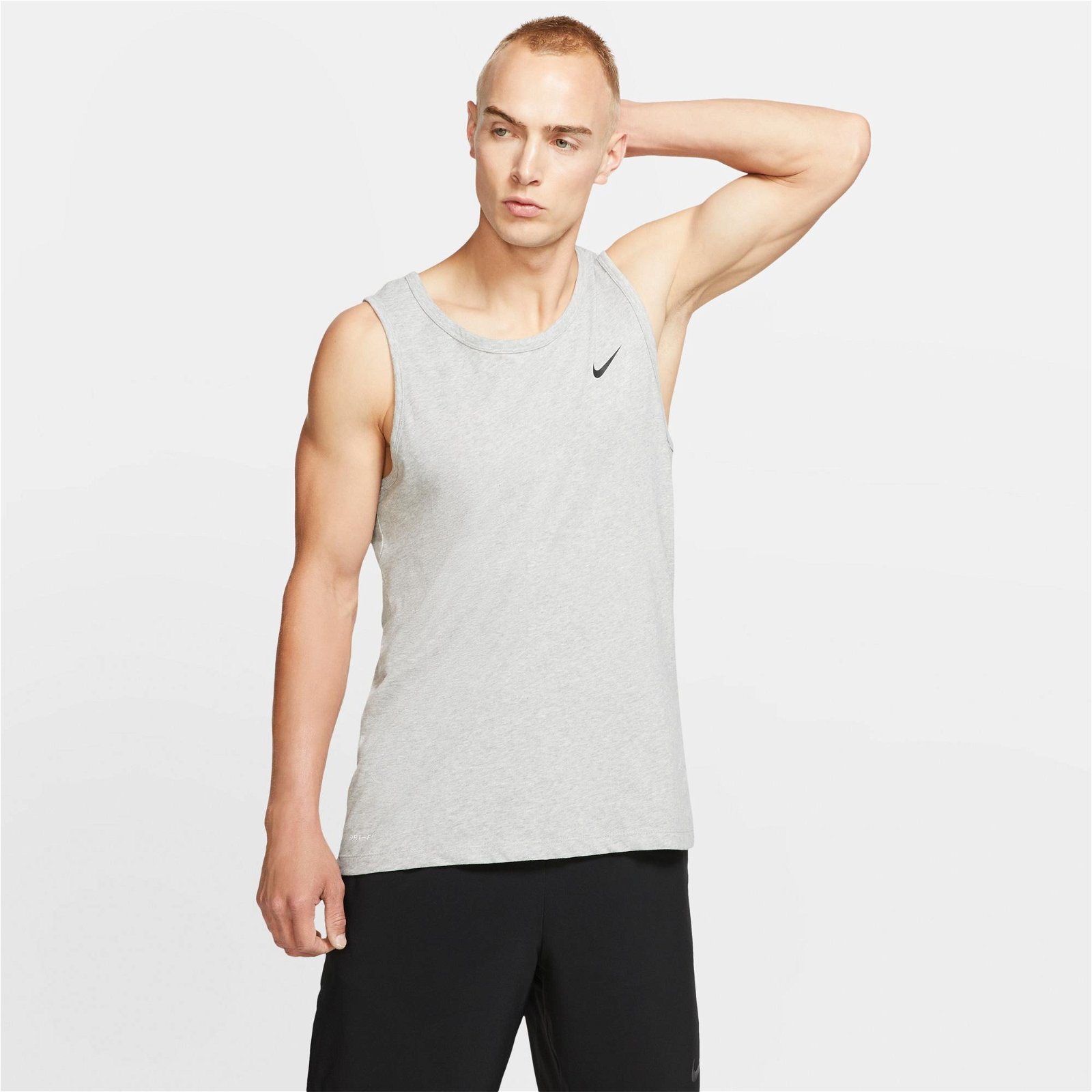 Nike Dri-Fit Tank Solid Erkek Gri Kolsuz T-Shirt