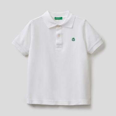  Benetton Logolu Polo Çocuk Beyaz T-Shirt