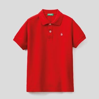  Benetton Logolu Polo Çocuk Kırmızı T-Shirt