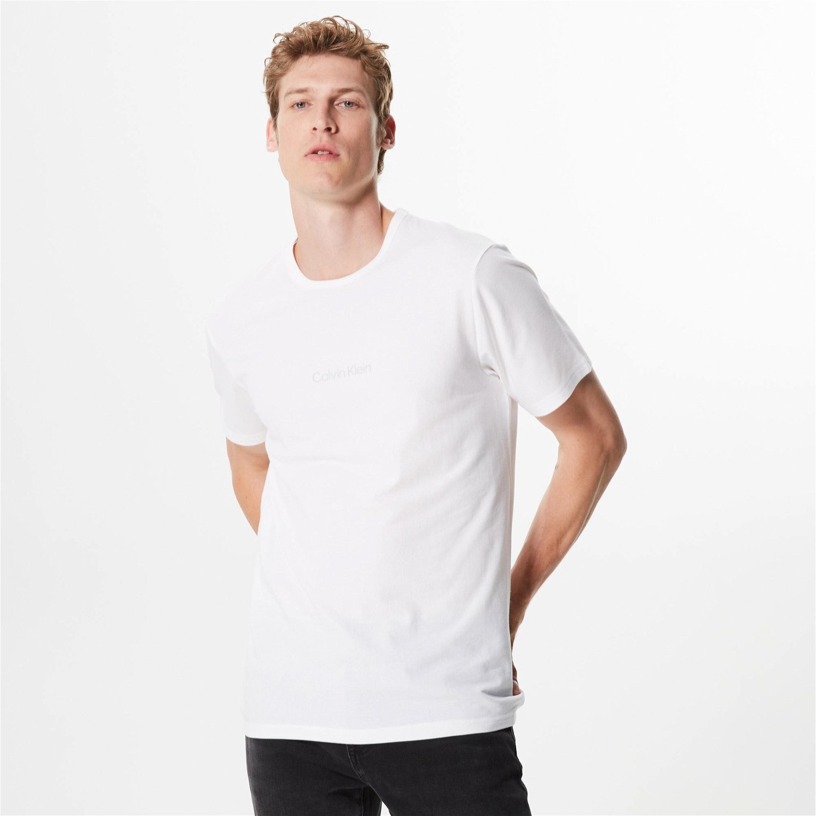 Calvin Klein Crew Neck Erkek Beyaz T-Shirt