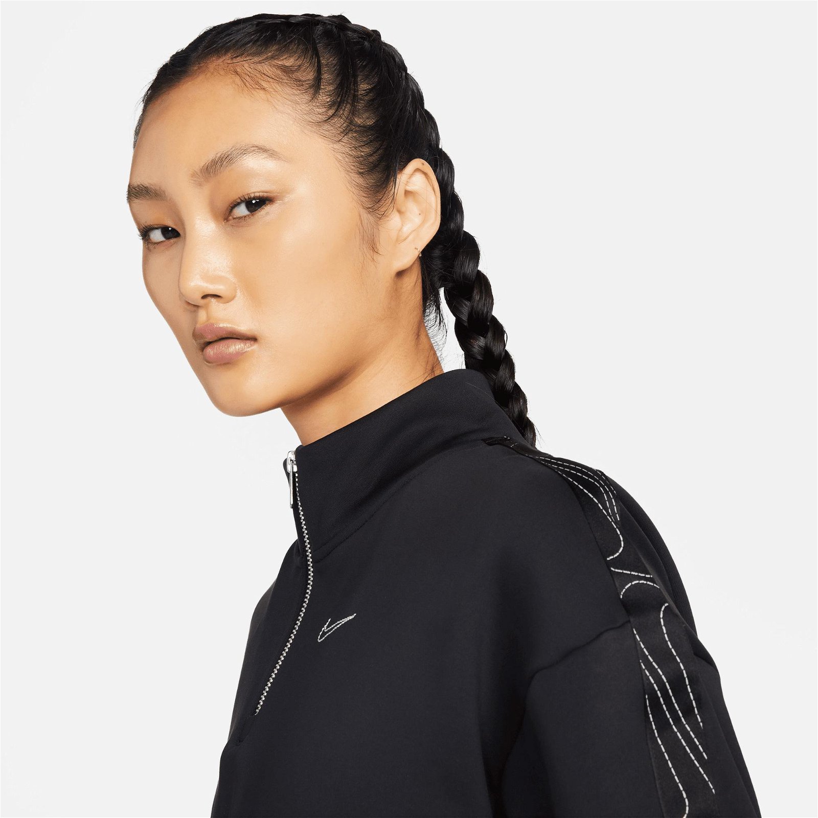 Nike Therma-FIT All Time Hz Top Taping Kadın Siyah Sweatshirt