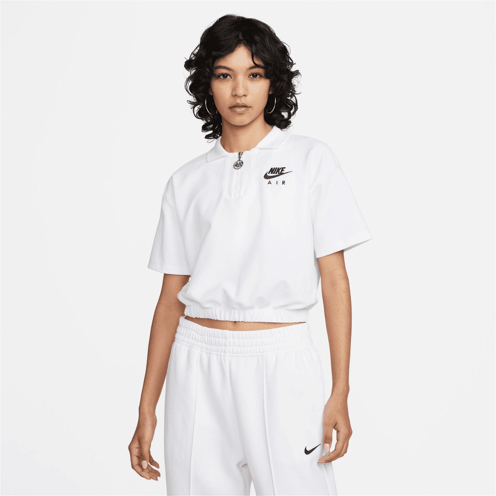 Nike Sportswear Air Pique Polo Kadın Beyaz T-Shirt